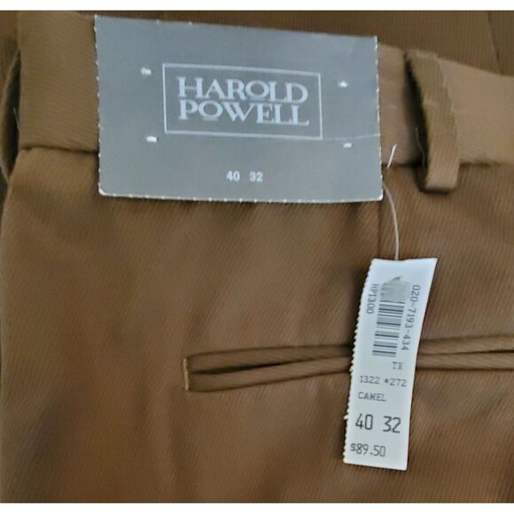 Harold Powell Vintage Pants Slacks‎ Pleated 40x32 NWT Cotton HP-1300 Olive - Picture 1 of 8